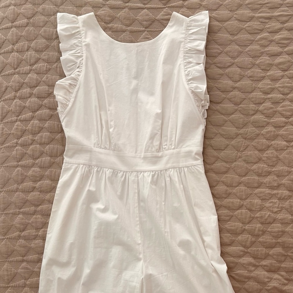 🌿 1901 White Ruffle Sleeve Jumpsuit | Size 10 | Pockets | Summer Chic